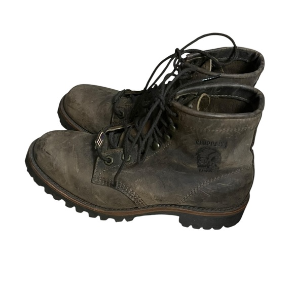 Men’s Vintage Chippewa Brown Leather Lace Up Steel Toe Work Boots Size 6.5 - Picture 3 of 6